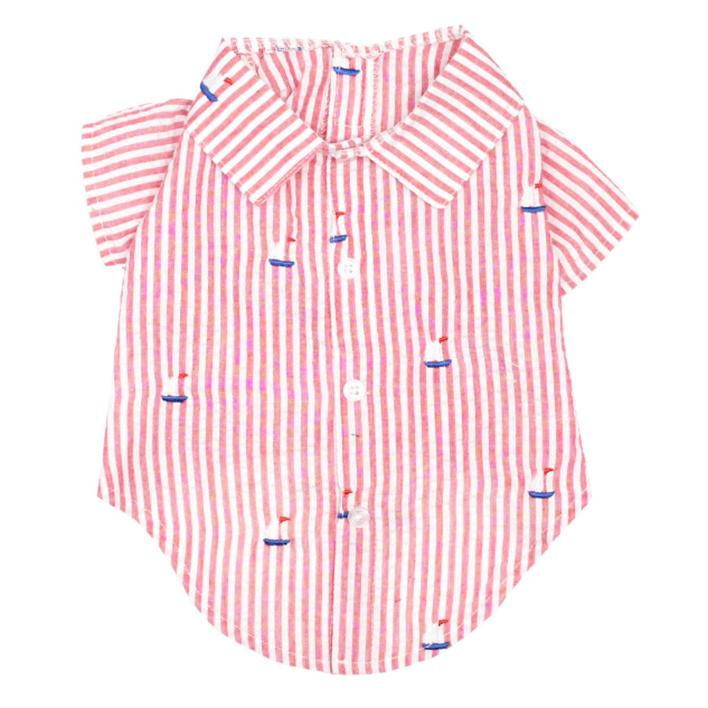 Shirt | Red Stripe Sailboats